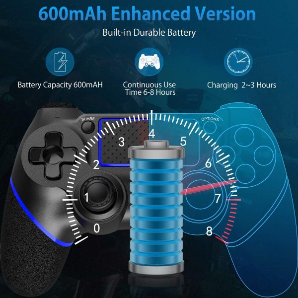 Wireless Controller for Playstation 4/Pro/Slim/PC, Touch Panel Gamepad with Dual Vibration - Image 2